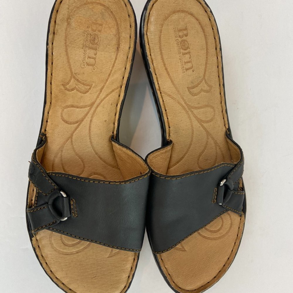 NWOT BORN Brown Leather Slip On Mules Sz 10 M/ W - Picture 6 of 8